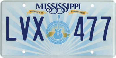MS license plate LVX477