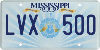 MS license plate LVX500
