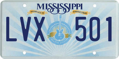 MS license plate LVX501