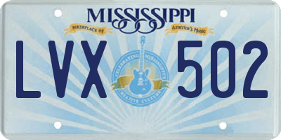 MS license plate LVX502