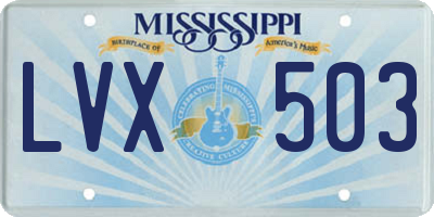 MS license plate LVX503