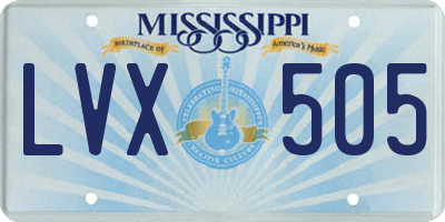 MS license plate LVX505