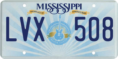 MS license plate LVX508