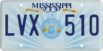 MS license plate LVX510
