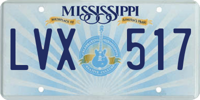 MS license plate LVX517