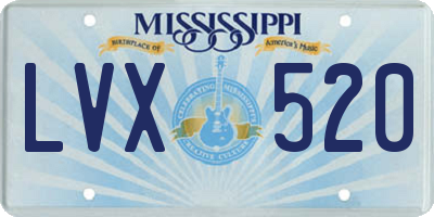 MS license plate LVX520