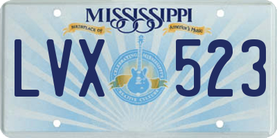 MS license plate LVX523