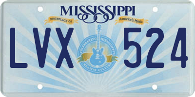 MS license plate LVX524