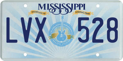 MS license plate LVX528