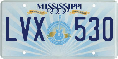 MS license plate LVX530