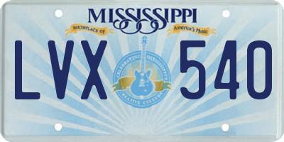 MS license plate LVX540