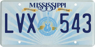 MS license plate LVX543