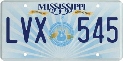 MS license plate LVX545