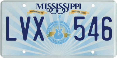 MS license plate LVX546