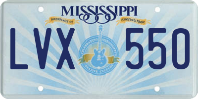 MS license plate LVX550