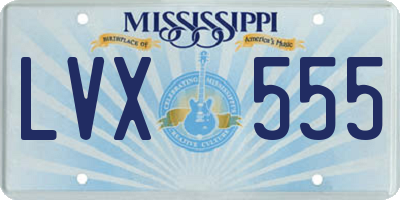 MS license plate LVX555