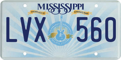 MS license plate LVX560