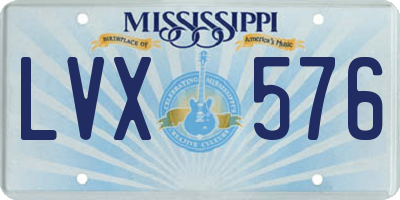 MS license plate LVX576