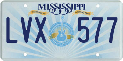 MS license plate LVX577