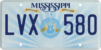 MS license plate LVX580