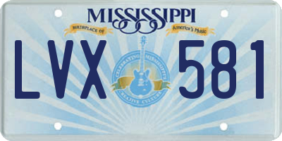 MS license plate LVX581