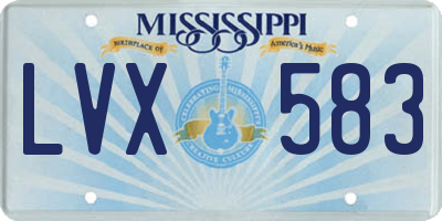 MS license plate LVX583