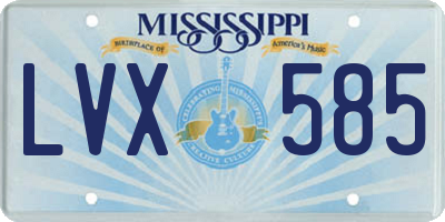 MS license plate LVX585