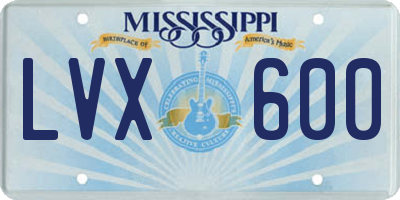 MS license plate LVX600