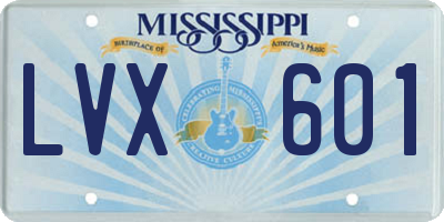 MS license plate LVX601