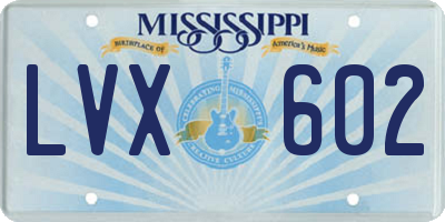 MS license plate LVX602