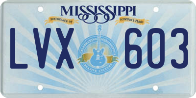 MS license plate LVX603