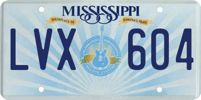 MS license plate LVX604