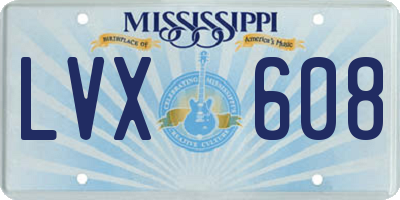MS license plate LVX608