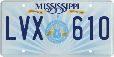 MS license plate LVX610