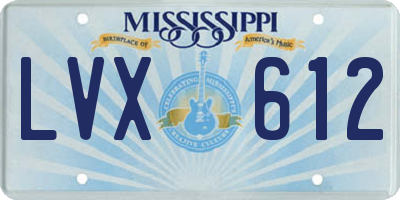 MS license plate LVX612