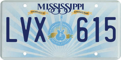 MS license plate LVX615
