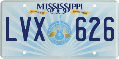 MS license plate LVX626