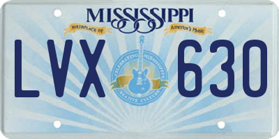 MS license plate LVX630