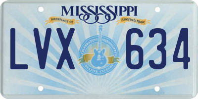 MS license plate LVX634