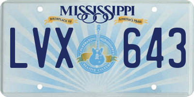 MS license plate LVX643