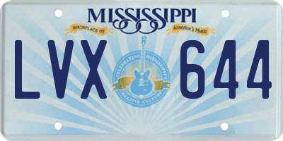 MS license plate LVX644