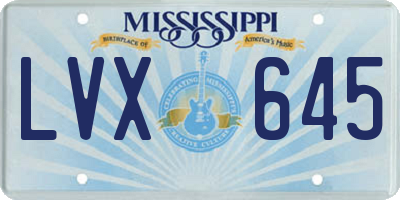 MS license plate LVX645