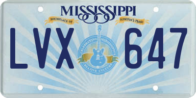 MS license plate LVX647