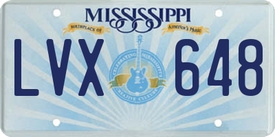MS license plate LVX648