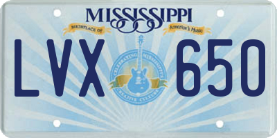MS license plate LVX650