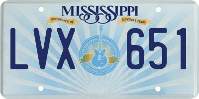MS license plate LVX651