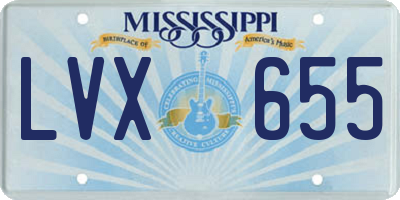 MS license plate LVX655