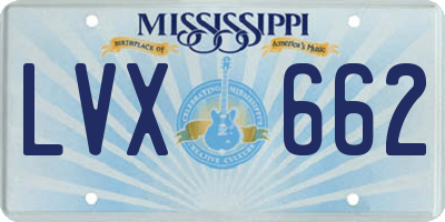 MS license plate LVX662