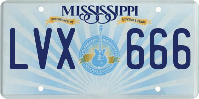 MS license plate LVX666
