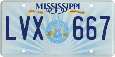 MS license plate LVX667
